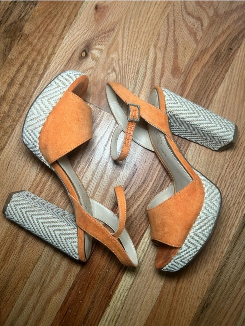 Jessica Simpson Orange Woven Block Heel | Women’s Block Heel Size 7.5
